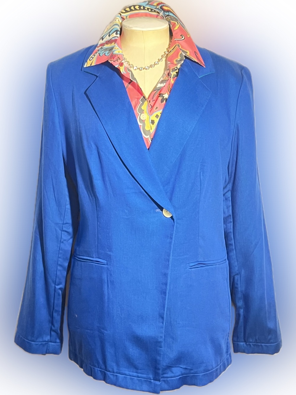 Hinson Wu French Blue “Sienna” double breasted blazer/1-button/welt pocket - NWT